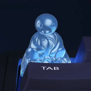 Handcrafted Pingu Ice Sculpture ESC Keycap. View whimsical Pingu character, sculpted from translucent resin, mimicking an ice figurine from every keystroke.