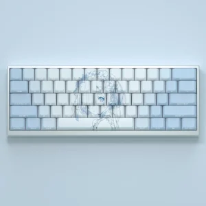 Exclusive Rem keycaps set showcasing vibrant Re:Zero anime art and luminous side-engraved backlit legends. Perfect for fans and custom keyboards.