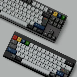 550 Retro Gray PBT keycap set, showcasing durable PBT material, crisp dye-sub legends, and vintage industrial design for mechanical keyboard.