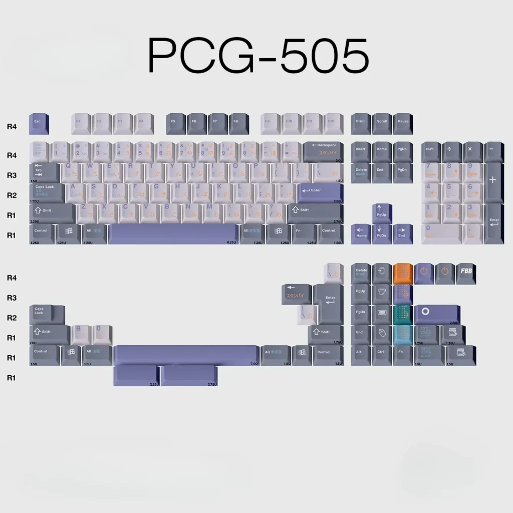 Retro Pale Purple PBT keycaps Set elegantly displayed, showcasing their unique soft vintage design. A serene and artistic custom keyboard.