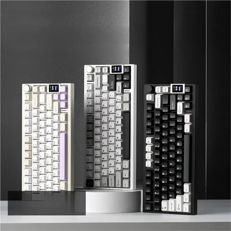 Main image of the Stylish AL80 OEM Tri-Mode Mechanical Keyboard, showcasing its sleek matte black aluminum chassis, robust build, and minimalist feel.