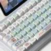 Vibrant Summer Festival keycap Set. Durable, dye-sublimated 131-key set showcasing charming anime motifs from various angles.