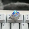 Gallery of the handcrafted titanium sunflower ESC keycap, showcasing its vibrant anime-inspired design and lustrous artisan craftsmanship.
