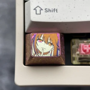 Vibrant Tokisaki Kurumi Keycap crafted from premium titanium, displaying the character with intricate ice crystal side details, a true collectible.