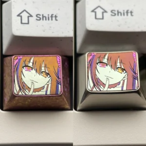 Tokisaki Kurumi Keycap, a premium titanium artisan keycap featuring the vibrant character and intricate ice crystal side design.