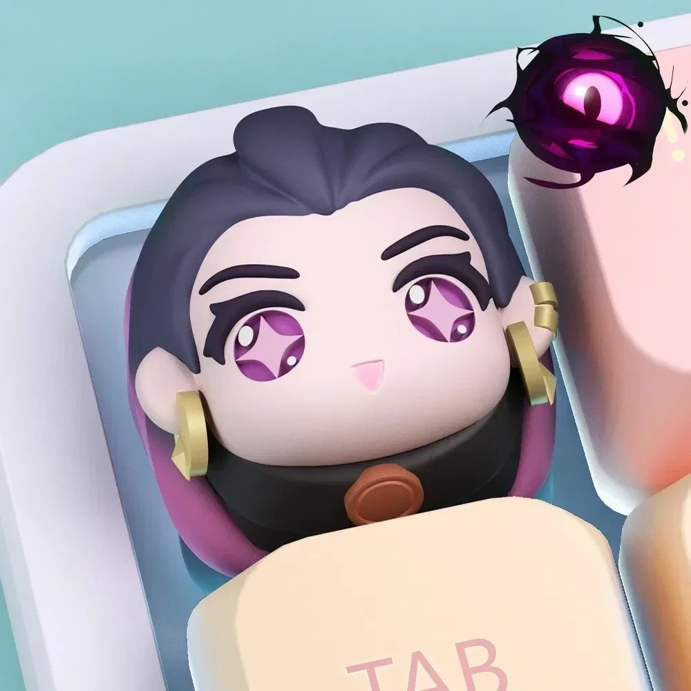 Exquisite handcrafted Valorant Reyna artisan keycap, elegantly displayed. Its dark aesthetic reveals intricate 3D resin twilight butterfly details.