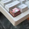 Multiple views of the premium Zero Two Titanium Keycap, emphasizing its premium titanium alloy and vivid artisan finish.