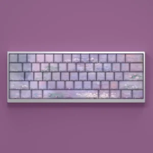 Water Lily Keycaps Set showcasing exquisite water lily art on side-lit Cherry profile keys, creating a tranquil, backlit glow for mechanical keyboards.