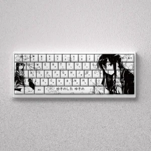 Exclusive Yukino Yukinoshita Keycaps set, beautifully showcasing detailed monochrome art of Yukino Yukinoshita for elegant mechanical keyboard.