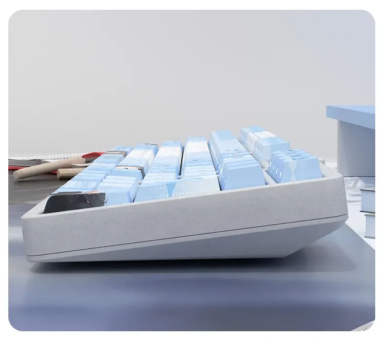 Elegant Yukinoshita Yukino Keycaps Set, a premium PBT side-printed shine-through anime keycap set showcasing crisp legends and stunning RGB.