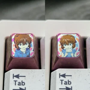 Vibrant Ai Haibara titanium ESC keycap for mechanical keyboards, showcasing premium craftsmanship and detailed anime art.
