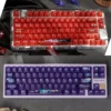 Dynamic Anime Battle Princess gaming keycap set Vibrant dye-sublimated silver-haired shoujo on premium PC with a translucent frosted finish.