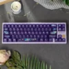 Dynamic gallery views of the Anime Keycap Set, highlighting the vibrant dye-sub PC silver-haired battle princess with a translucent frosted finish.