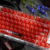 Dynamic Anime Keycap Set gallery showcases vibrant dye-sublimated silver-haired shoujo art on premium translucent PC.