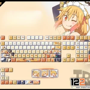 Charming Tohru Miss Kobayashis Dragon Maid PBT backlit anime keycaps set, featuring vibrant character art perfect for customizing your keyboard.