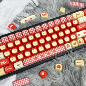 Rustic Town Set Apple Keycaps Set MOA profile, featuring a heartwarming pastoral apple orchard design in artistic soft hues.