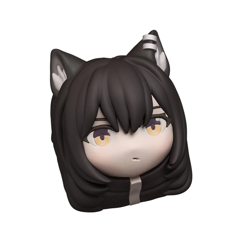 Explore the adorable Arknights Texas character chibi keycap from multiple angles, highlighting its vibrant colors and playful charm.