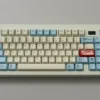 Exquisite Art Nouveau keycaps set showcasing intricate dye-sublimated floral motifs and organic lines in a soft, muted palette.