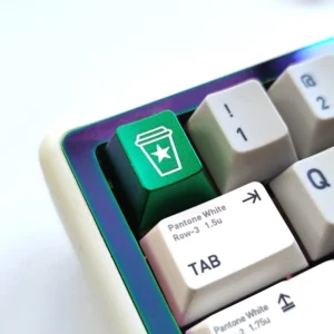 Playful Starbucks coffee cup artisan keycap, handcrafted from premium aluminum, a delightful pop culture keyboard accessory.