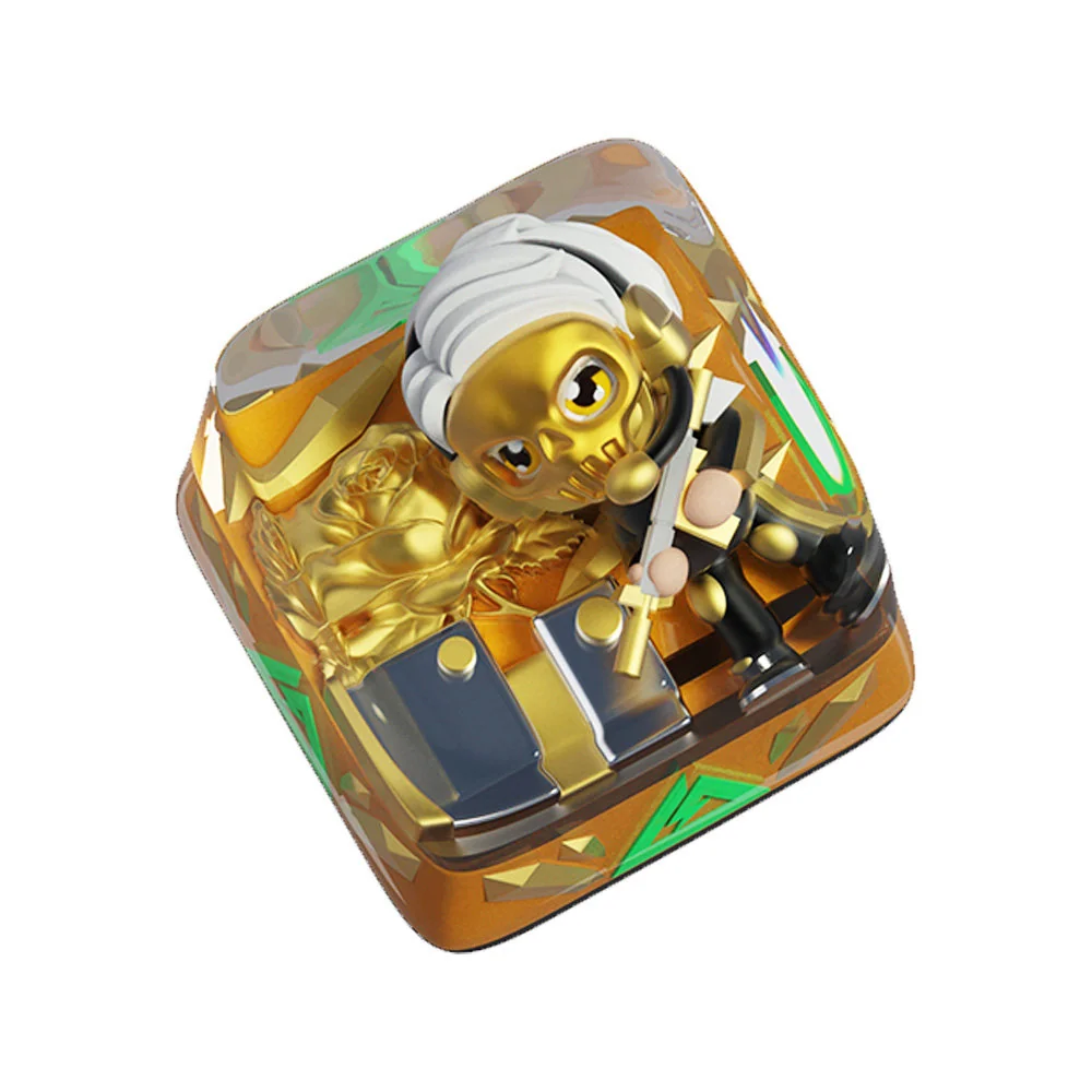 Handcrafted tactical D-Wolf artisan keycap from multiple angles, highlighting its rugged design and intense predatory red accents.