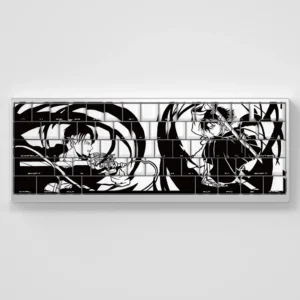 Stunning Attack on Titan Levi PBT side-engraved backlit keycap set, featuring iconic anime character design and sleek legends ready for your keyboard.