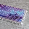Ethereal frosted translucent Aurora Keycaps Set gallery, revealing their vibrant light diffusion and artistic glow from multiple sophisticated angles.