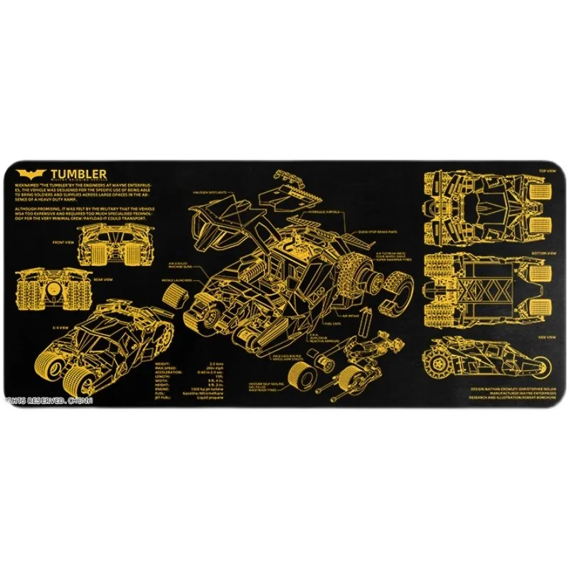 Iconic extra-large waterproof Batman desk mat, displaying dynamic comic art of Batman and the Batmobile. Premium, expansive, and durable.