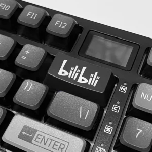 A sleek black BiliBili backspace keycap, featuring iconic branding and RGB-ready design for vibrant desktop accents.