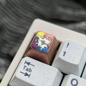 Stunning Bocchi the Rock! titanium keycap, highlighting the vibrant anodized anime character design and premium artisan craftsmanship.