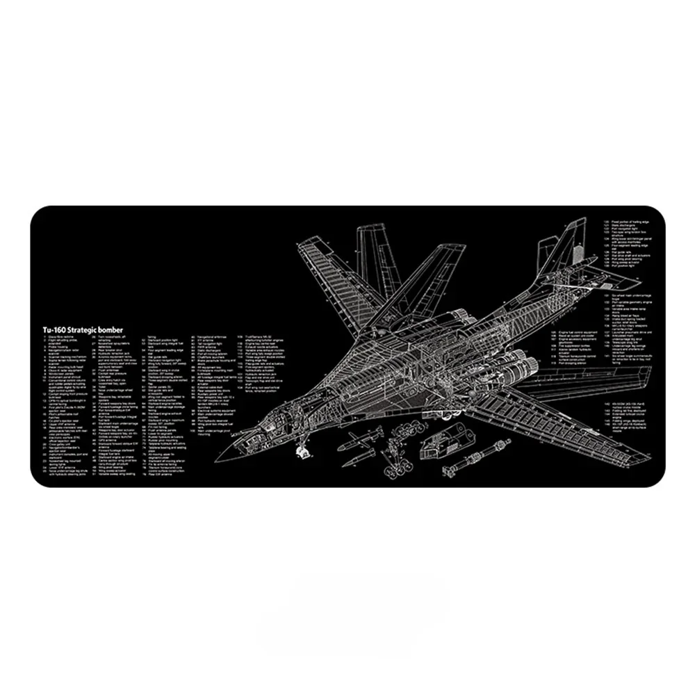 Premium Bomber Desk Mat displaying its iconic stealth bomber design with tactical black and grey graphics, highlighting oversized gaming performance.
