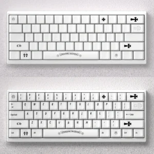 Gothic-inspired Chrome Hearts Keycaps custom PBT set, displaying iconic motifs, minimalist lines, and a premium finish for an edgy desktop.