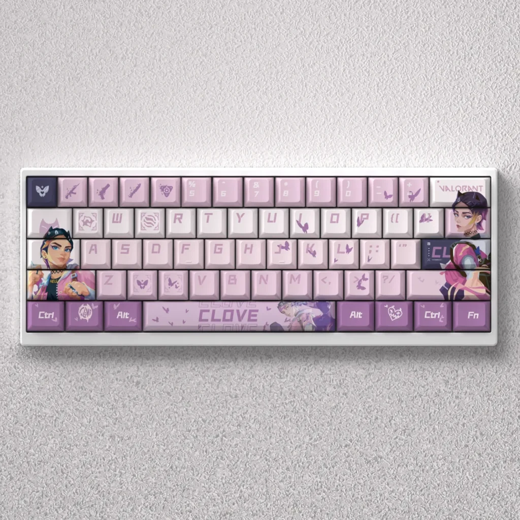 Clove Keycap Set, exquisitely featuring serene Valorant character for a custom keyboard aesthetic.