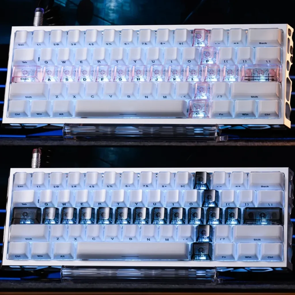 Translucent black Crystal Jelly Sword Keycap Set displaying its unique glowing, jelly-like texture and intricate side-engraved sword design.