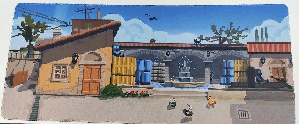 Premium CSGO Desk Mat showcasing vibrant, detailed iconic CS:GO map designs from various angles, highlighting its extended gaming surface.