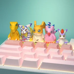 Vibrant, handcrafted resin Digimon keycaps featuring detailed 3D sculpted characters, bringing childhood adventure to your keyboard.