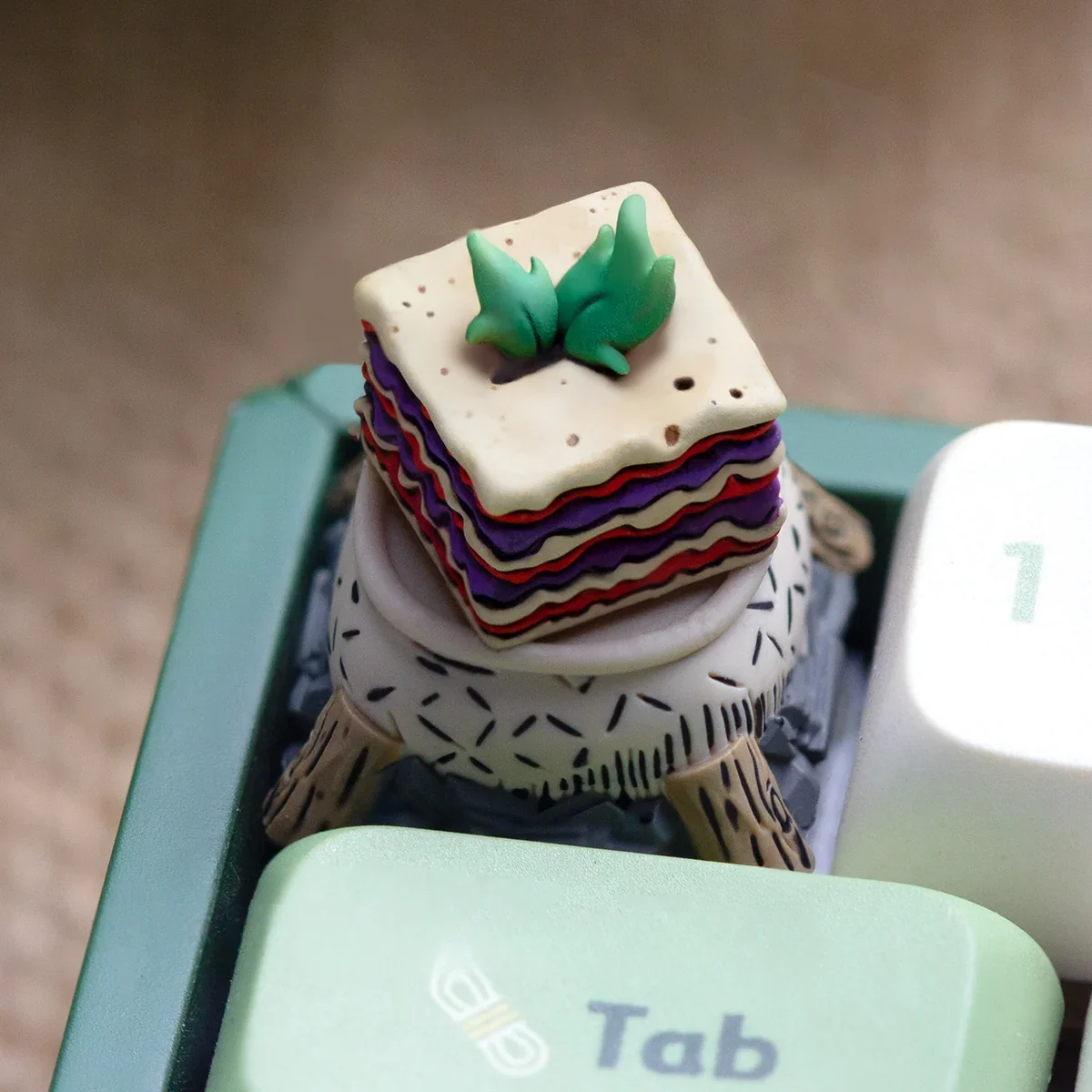 Multiple angles of a unique handcrafted Don't Starve artisan ESC keycap, showcasing its intricate resin craftsmanship and whimsical gothic survival gaming design.
