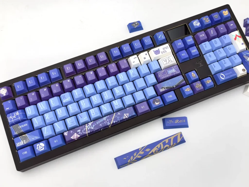 Exclusive Dr. Ratio Honkai: Star Rail keycaps set, displaying Scholar's Elegance with intricate, philosophical character-inspired details.