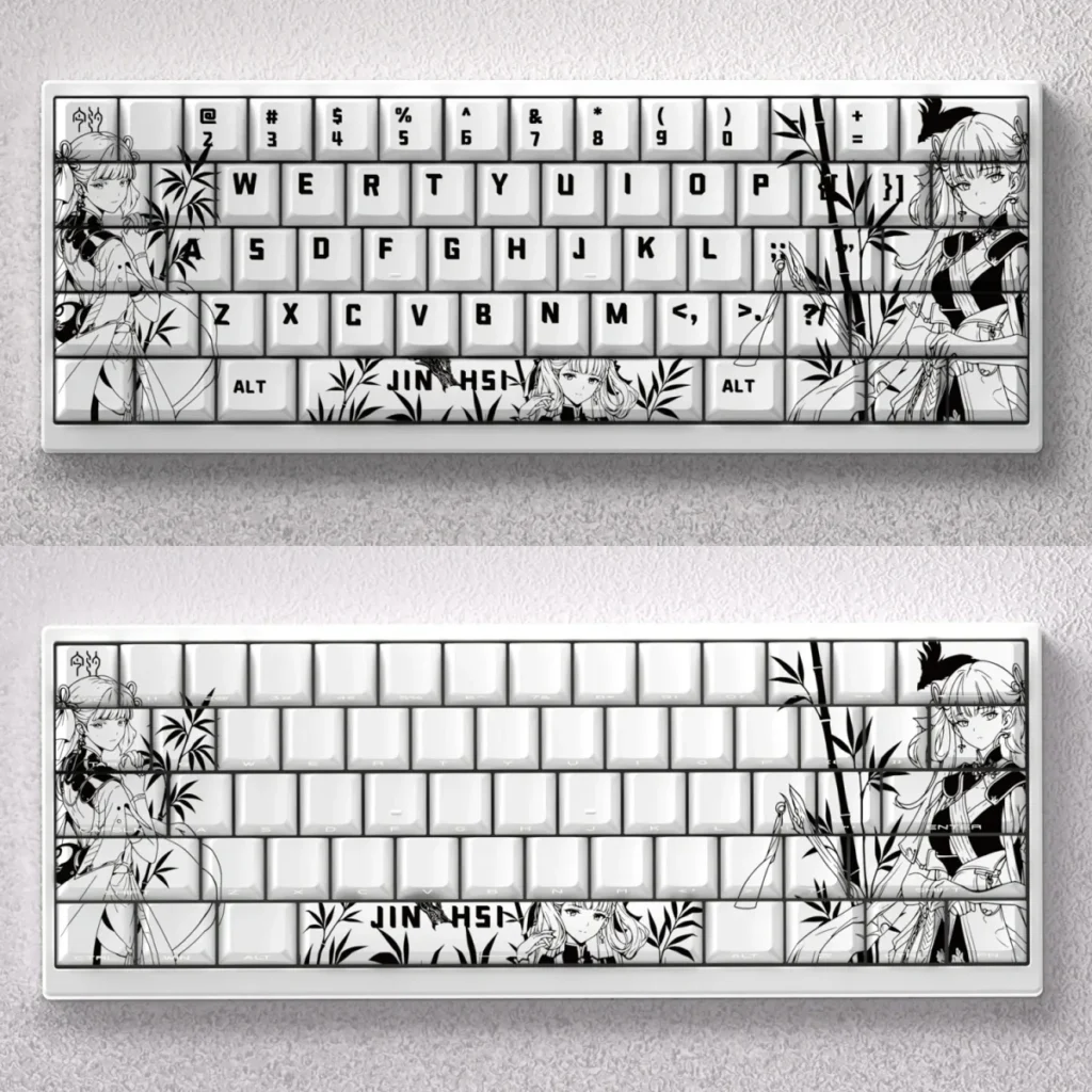 Jinhsi Keycap Set showcasing premium Cherry profile, timeless aesthetics, and sophisticated colors inspired by tranquil skies.