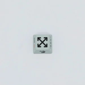 A gray Off-White Streetwear Series Keycaps in Cherry profile, showcasing an industrial streetwear aesthetic with a sleek metallic finish.