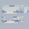 Eternity Moon on Sea magnetic keycaps set shown from various angles. Serene blue and luminous white evoke the ethereal ocean, highlighting magnetic compatibility.