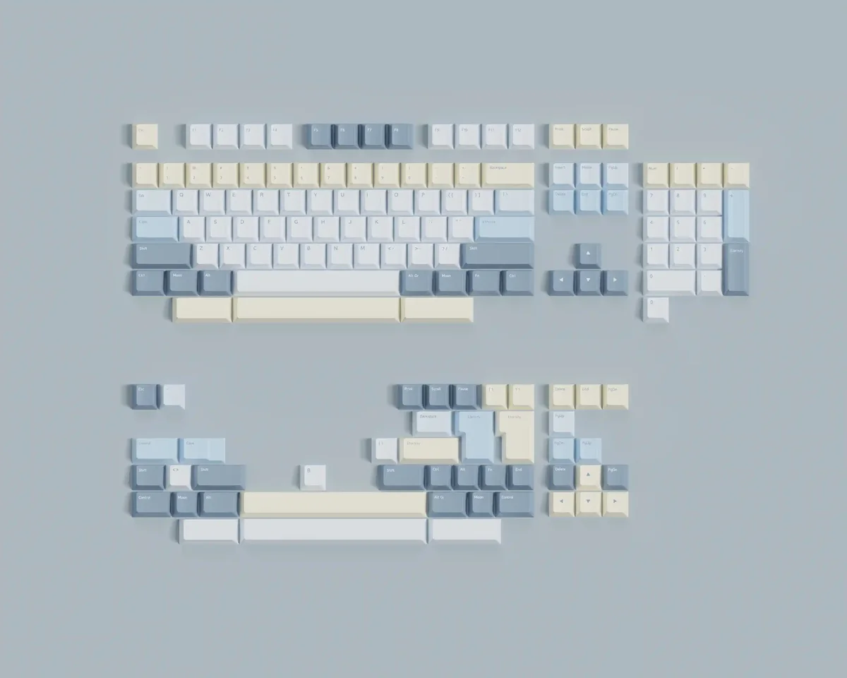 Eternity Moon on Sea magnetic keycap set, Version B, depicting a serene, deep blue ocean with luminous moonlit reflections and tranquil artistic details.