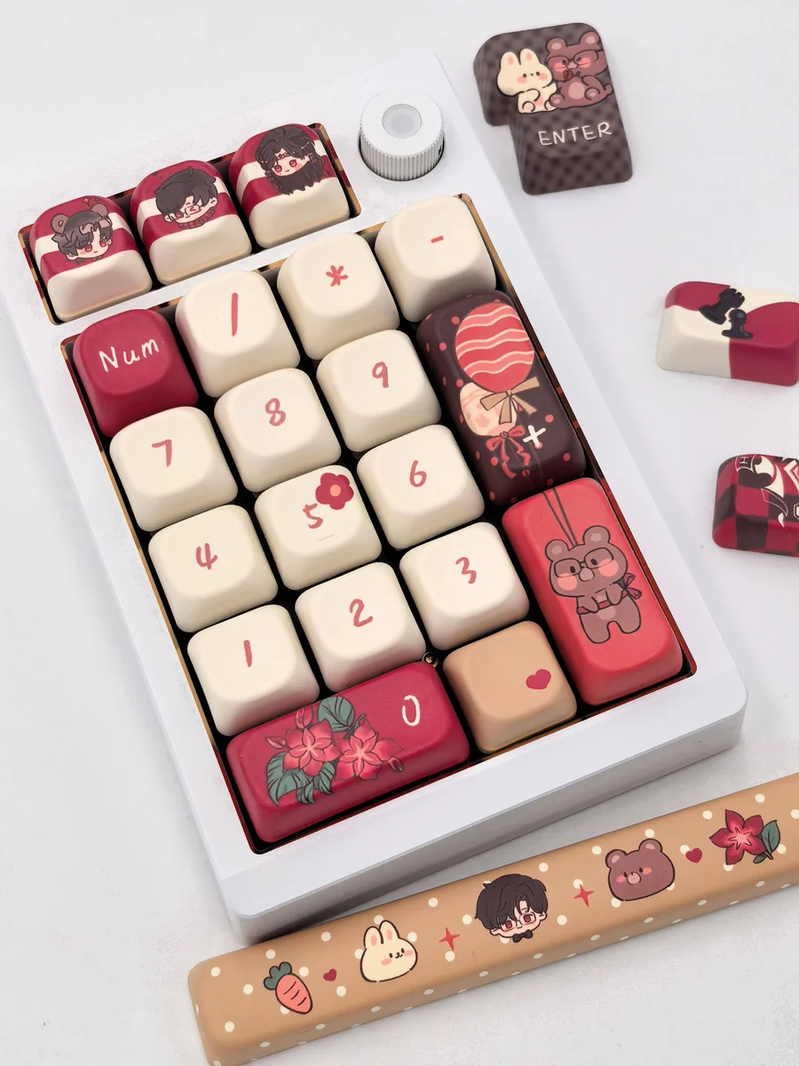 Artistic Evan Keycap Set, displaying its premium dye-sub craftsmanship and character motifs.