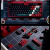 F1 Keycaps Alfa Romeo C43 Racing Championship theme set, showcasing dynamic red and black aesthetics from multiple angles. Experience authentic F1 racing enthusiasts.
