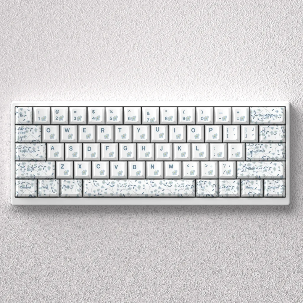 Artistic Floral Keycap Set, featuring elegant cultural motifs and a classic Cherry profile, designed for compact mechanical keyboards.
