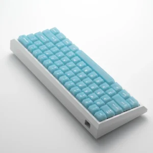 Premium Frosted Light Blue PC Keycaps Set main image, revealing the gentle, mint-candy inspired translucence.