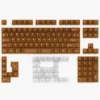 Coffee PC keycaps set, beautifully displaying its unique coffee translucent design. Softly diffused light creates an artistic, warm comfort.