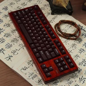 Elegant frosted wine red PC keycaps set for magnetic switches, showcasing their unique translucent glow and premium texture in a full 132-key set.