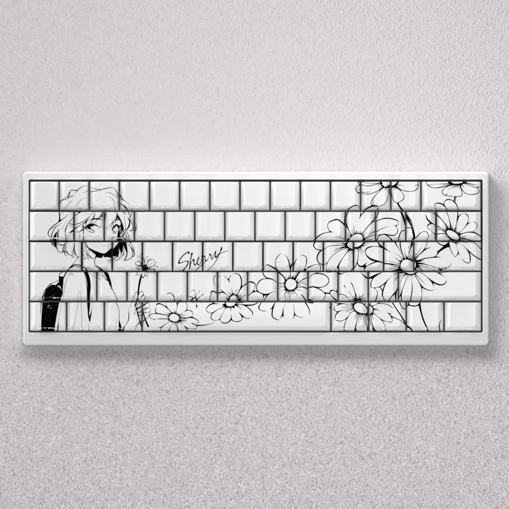 Exclusive Haihara Ai Keycaps Set featuring sleek PBT backlit side-print design, perfect for collectors. Displays clean, mysterious anime legends.