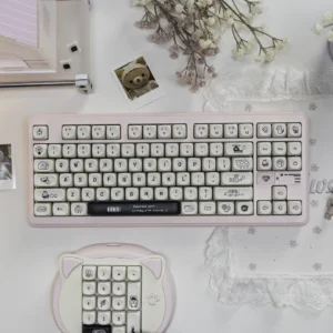 Happy Daily Life MOA Keycap Set in crisp white, showcasing durable PBT and the comforting MOA profile, embodying everyday minimalist charm.