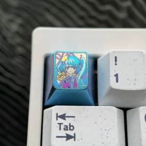 Vibrant Hatsune Miku Titanium Keycap, an exclusive premium anime ESC collectible featuring Mikus iconic character and futuristic metallic sheen.